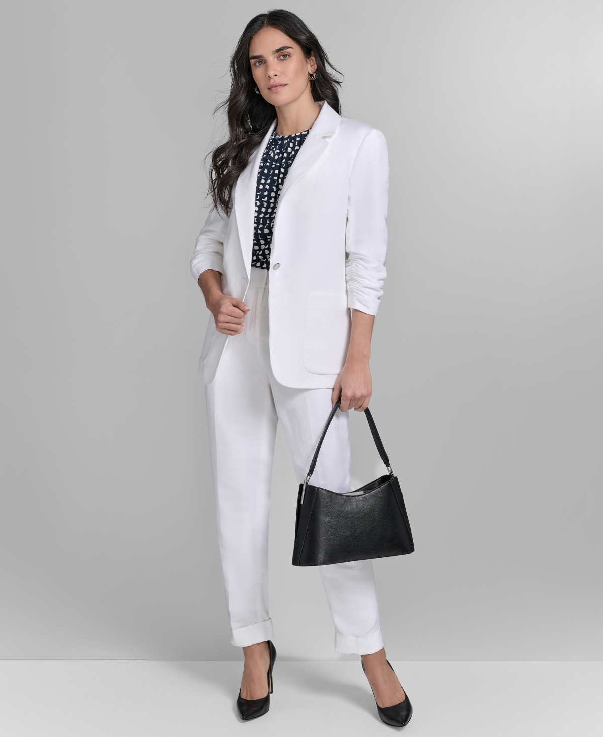 Calvin Klein Women's Linen Blend One-button Blazer