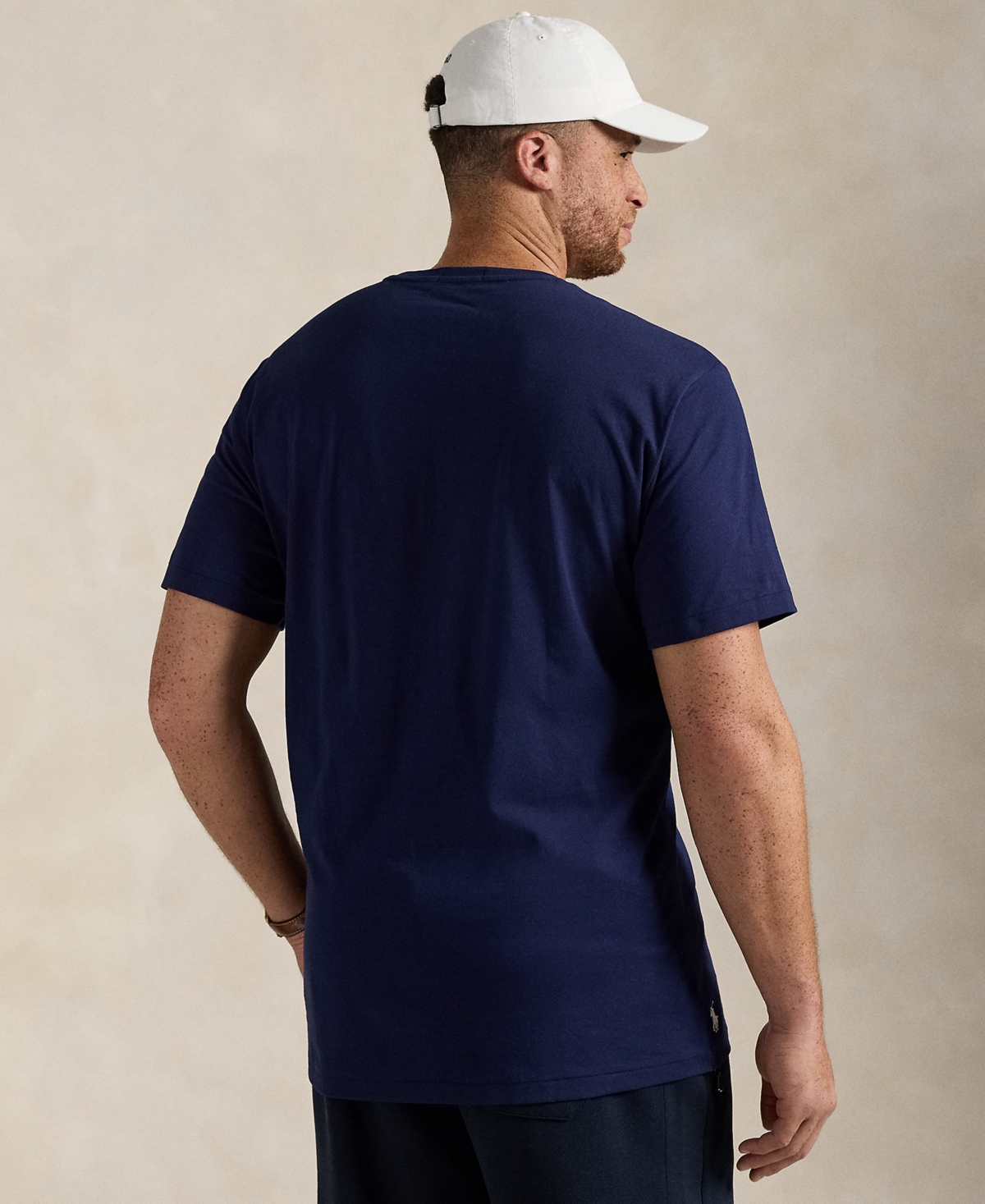 Polo Ralph Lauren Blue Crewneck T-shirt With Logo Lettering On The Fornt And Pony Embroidery On The Front