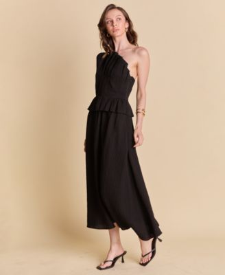 Women's Ruffled Strapless Midi Dress