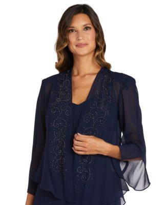 R&M Richards Sleeveless Beaded V-Neck Dress and Jacket