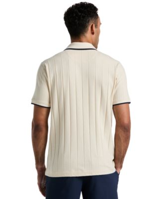 Men's Slim-Fit Ribbed Open Collar Polo