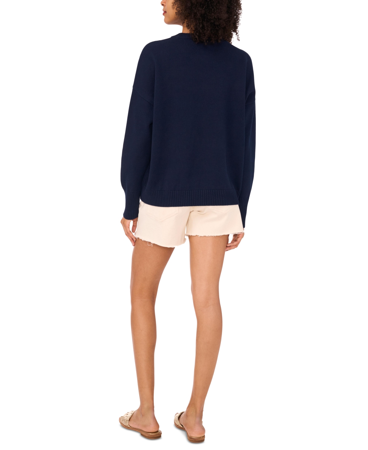 VINCE CAMUTO WOMEN'S COTTON LOBSTER CREWNECK SWEATER 