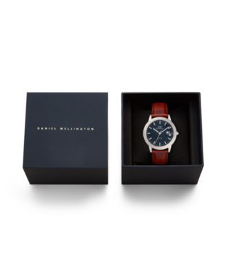 Men's Automatic Brown Leather Watch, 40mm