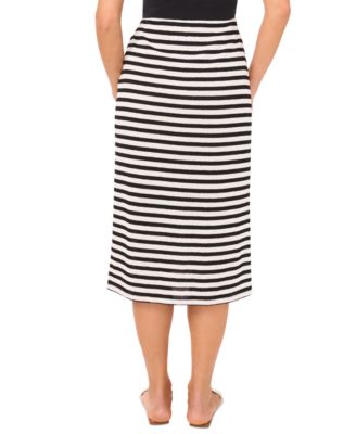 Women's Striped Relaxed Pull-On Midi Skirt