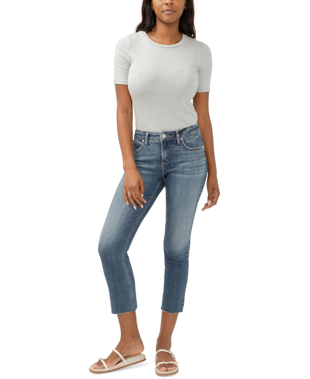 Women's Elyse Mid-Rise Comfort-Fit Ankle Straight-Leg Jeans - Serenade
