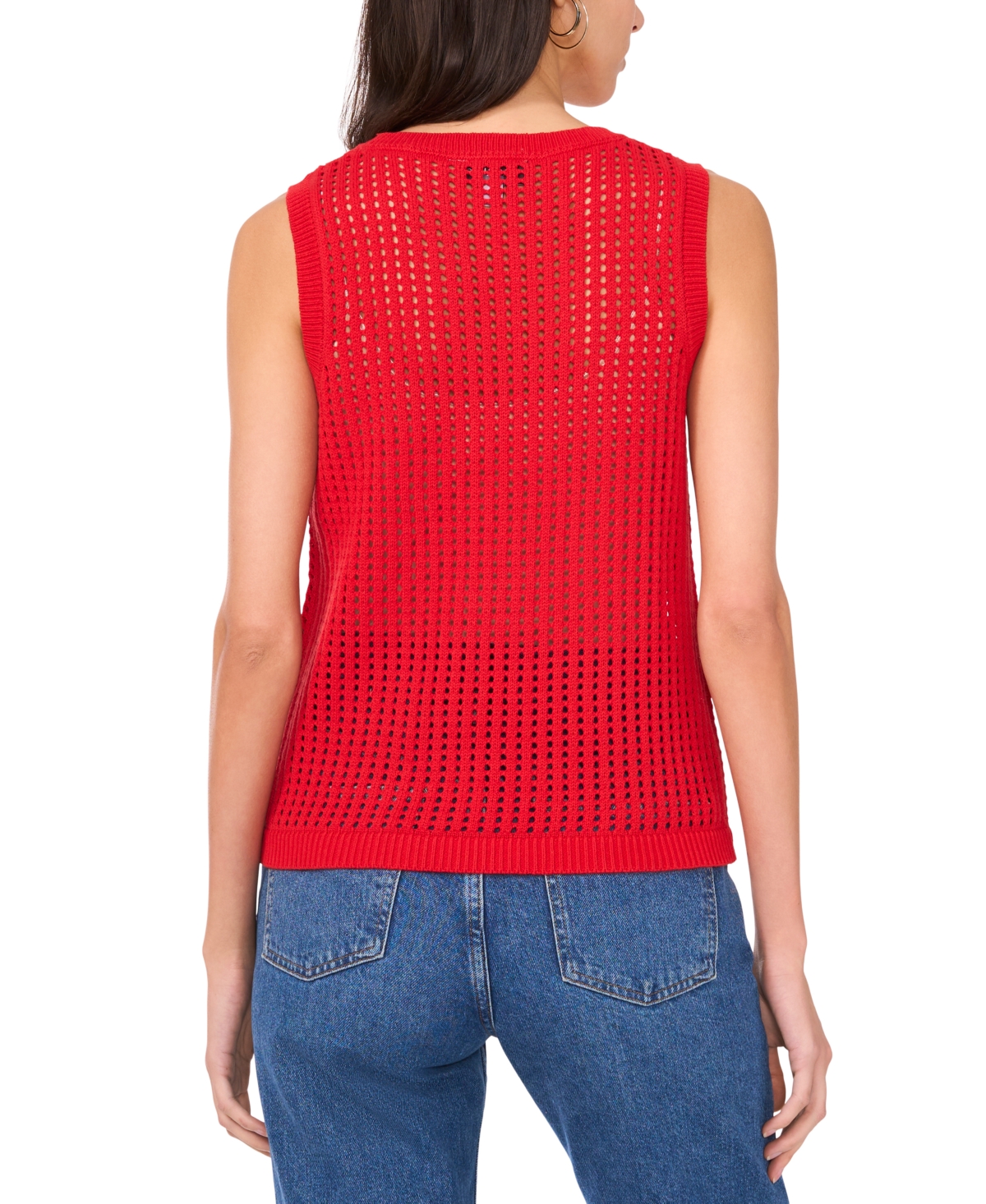 Sam & Jess Women's Open-knit Crochet Crewneck Sweater