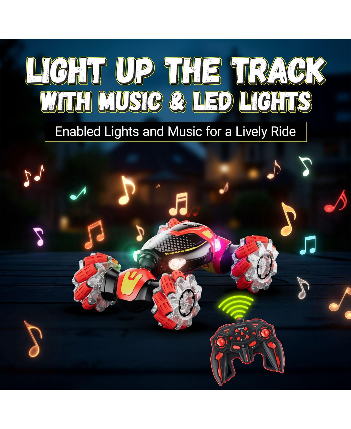 Детская игрушка Contixo SC10 Cobra 4WD LED Lights RC Stunt Car, Ages 8+, цвет: Красный — фото 8