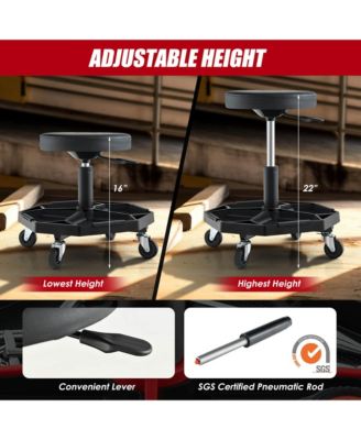1 pc Metal Heavy-Duty Adjustable Height Rolling Stool
