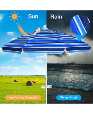 7.2ft Beach Umbrella Outdoor Patio Garden w/ Carrying Bag Sand Anchor