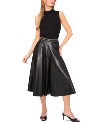 Vince Camuto - Women's Faux-Leather Wide-Leg Culottes