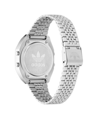 Unisex Digital Silver-Tone Stainless Steel Watch, 36mm