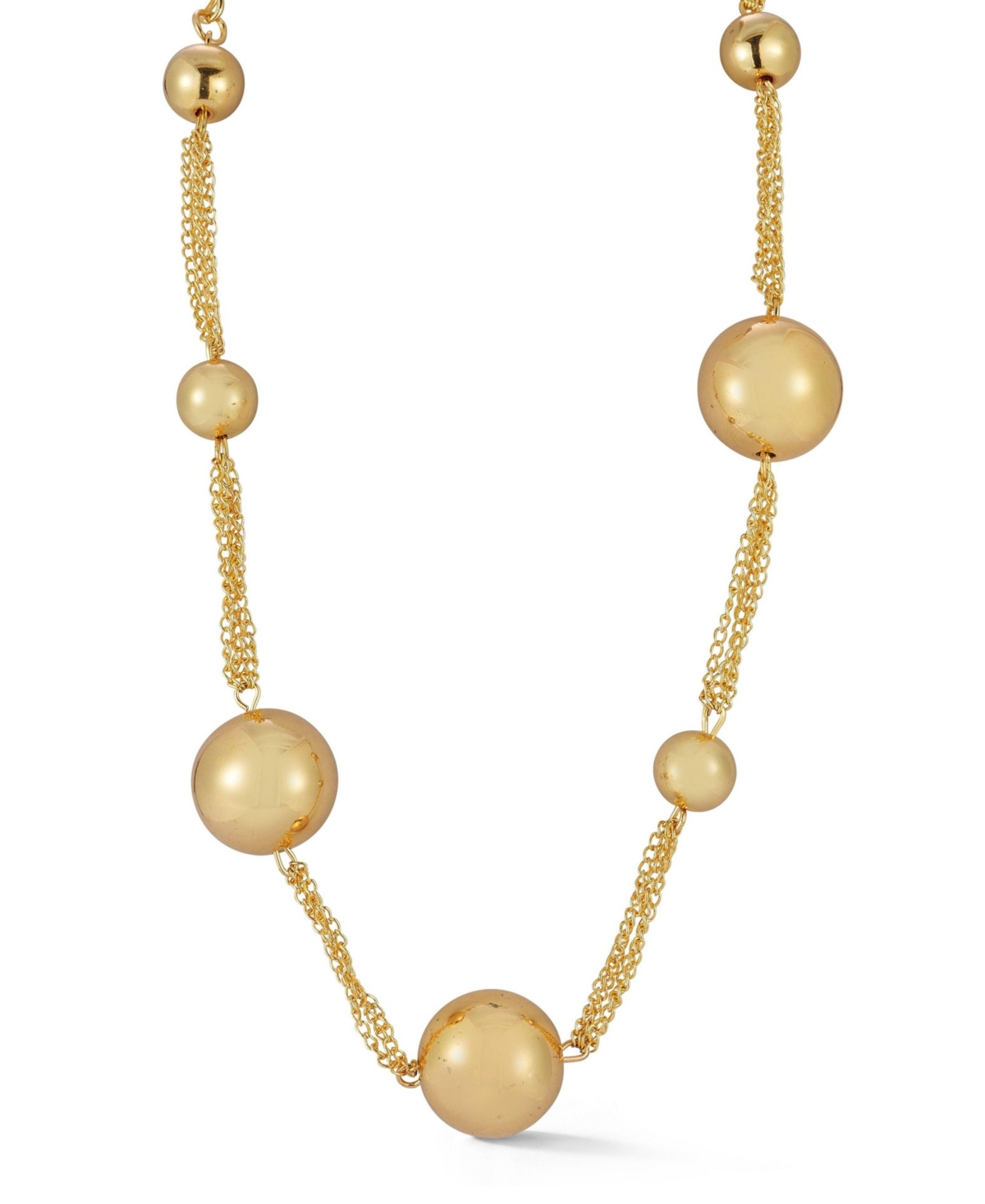 Gold Plated Alternating Ball Station Choker Necklace - Gold