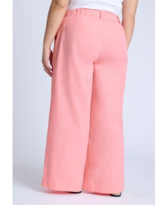 Women's Plus Size Wide Leg Cotton Pant