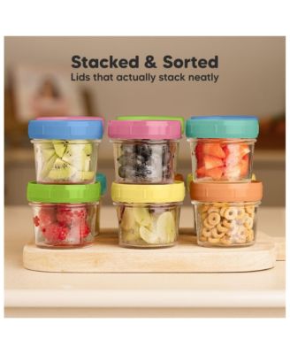 12pk Prep Baby Food Storage Containers, 4 oz Leak-Proof, BPA Free Glass Baby Food Jars for Feeding
