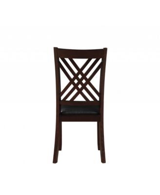 Set of Two Upholstered Faux Leather Cross Back Dining Side Chairs