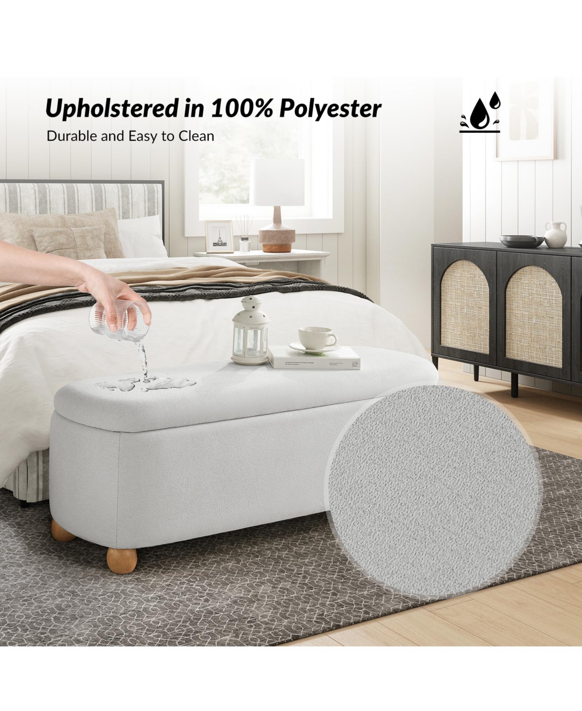 Felipe Storage Waterproof Bench with Solid Wood Legs