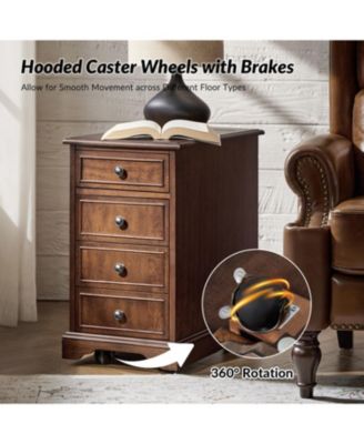 1 PC Solid Wood Traditional Mattew End Table with Storage and Built-In Outlets End Table