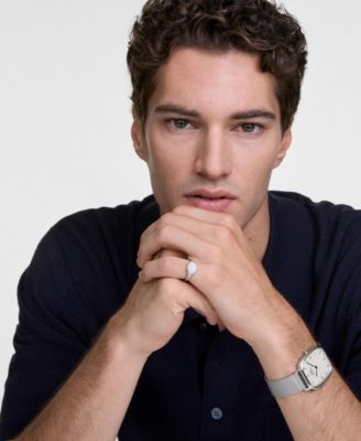 Men's Analog Silver Tone Stainless-Steel Watch, 32mm