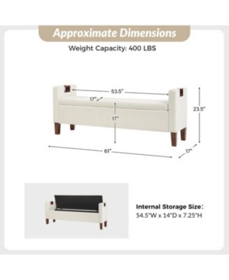 Adela Storage Waterproof Bench with Solid Wood Legs and Armrests