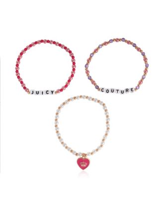 Kids Beaded Bracelet Set – “Juicy Couture” Letter Beads & Heart Charm