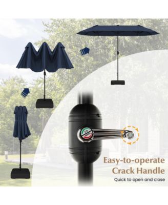 Gymax 13FT Double-sided Patio Umbrella w/ Crank Handle Umbrella Base Safety Lock