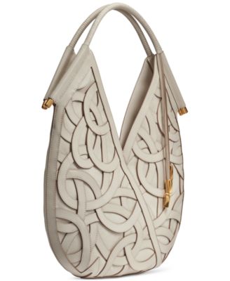 Baldwin Woven Leather Floral Shoulder Bag