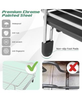 2-Tier Detachable Dish Rack with Drainboard and 360-Degree Swivel Spout – Space-Saving Kitchen Drying Rack with Rotating Spout