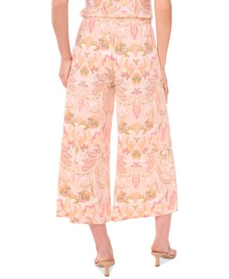 Women's Printed Pull-On Wide-Leg Pants