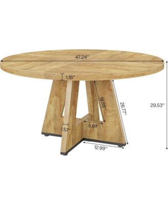47-Inch Modern Office Desk, Round Home Office Desk for 4–6 People, Wood Tabletop & Sturdy Base