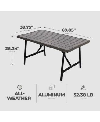 Norwalk Slat Top Aluminum All Weather Patio Dining Table