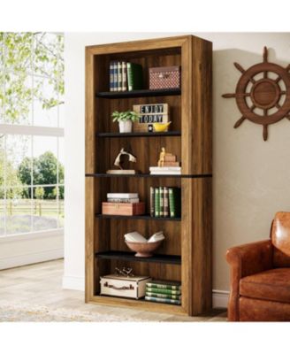 Set of 2 Tall Bookshelves, 74.4'' Vintage 7-Tier Open Storage Shelving Units, Freestanding Display Racks for Living Room, Bedroom, or Home Office