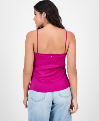 Women's Mesh-Trim V-Neck Satin Camisole