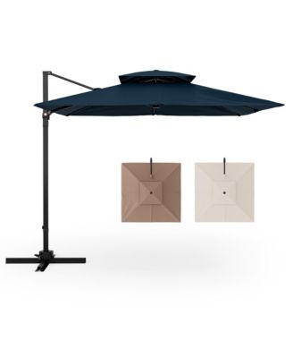 Patio 9.5FT Square Cantilever Offset Umbrella Double Vented 360° Heavy Duty