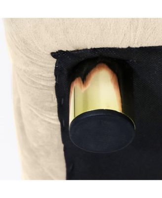 Velvet Upholstered Cube Ottoman with Tufted Design, Hidden Storage, Gold Legs, Footstool for Living Room or Bedroom