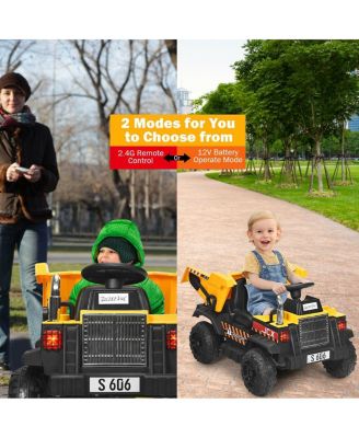 12V Battery Kids Ride On Dump Truck with Electric Bucket and Dump Bed