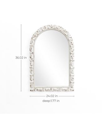 Distressed White Arch Rectangle 36-Inch Tall Wall Mirror, Accent and Vanity