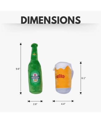 Beers-Cheers Plush Dog Toy Gift Set – with Squeaker & Crinkle Paper for Fun Play, Durable for Chewing, Perfect for Playtime and Cuddles