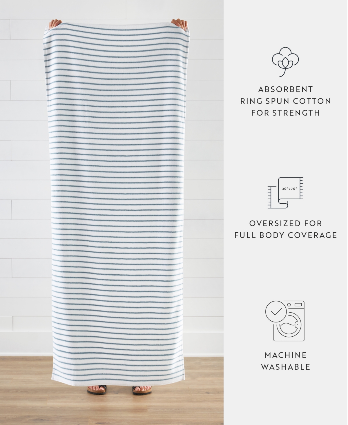 Ienjoy Home Cabana Stripe Cotton 2-pack Beach Towels, 30" X 70"
