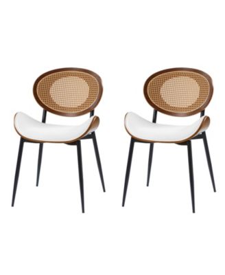 Ema Modern Dining Chair with Curved Wood Backrest,Set of 2