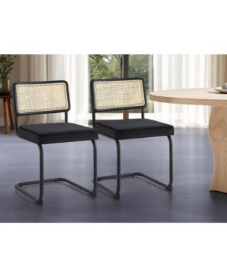 Set of Two Velvet Upholstered Dining Side Chairs with Stylish Design