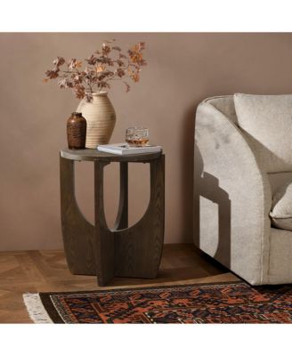 20-Inch Round Wood Side Table with Walnut Finish