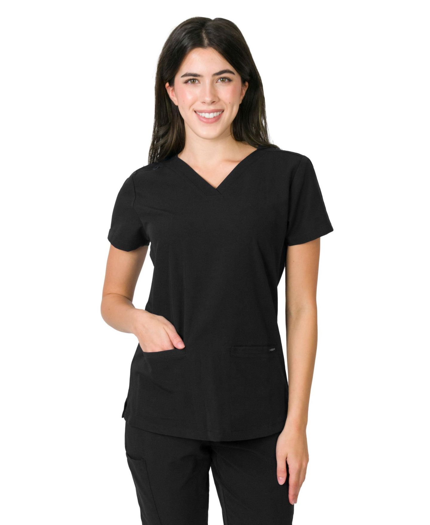 Женский топ Medgear Sofia Slim Scrubs with 3 Pockets, цвет: Чёрный — фото 2