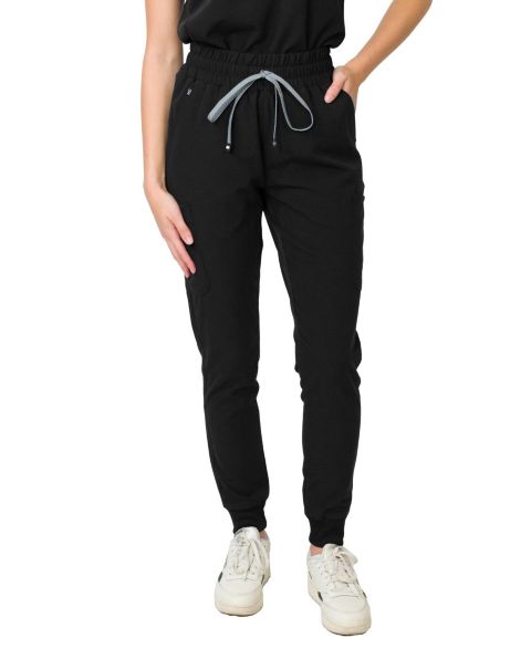 Женские брюки Medgear Madison Mid-rise Slim Jogger Scrub, цвет: Чёрный