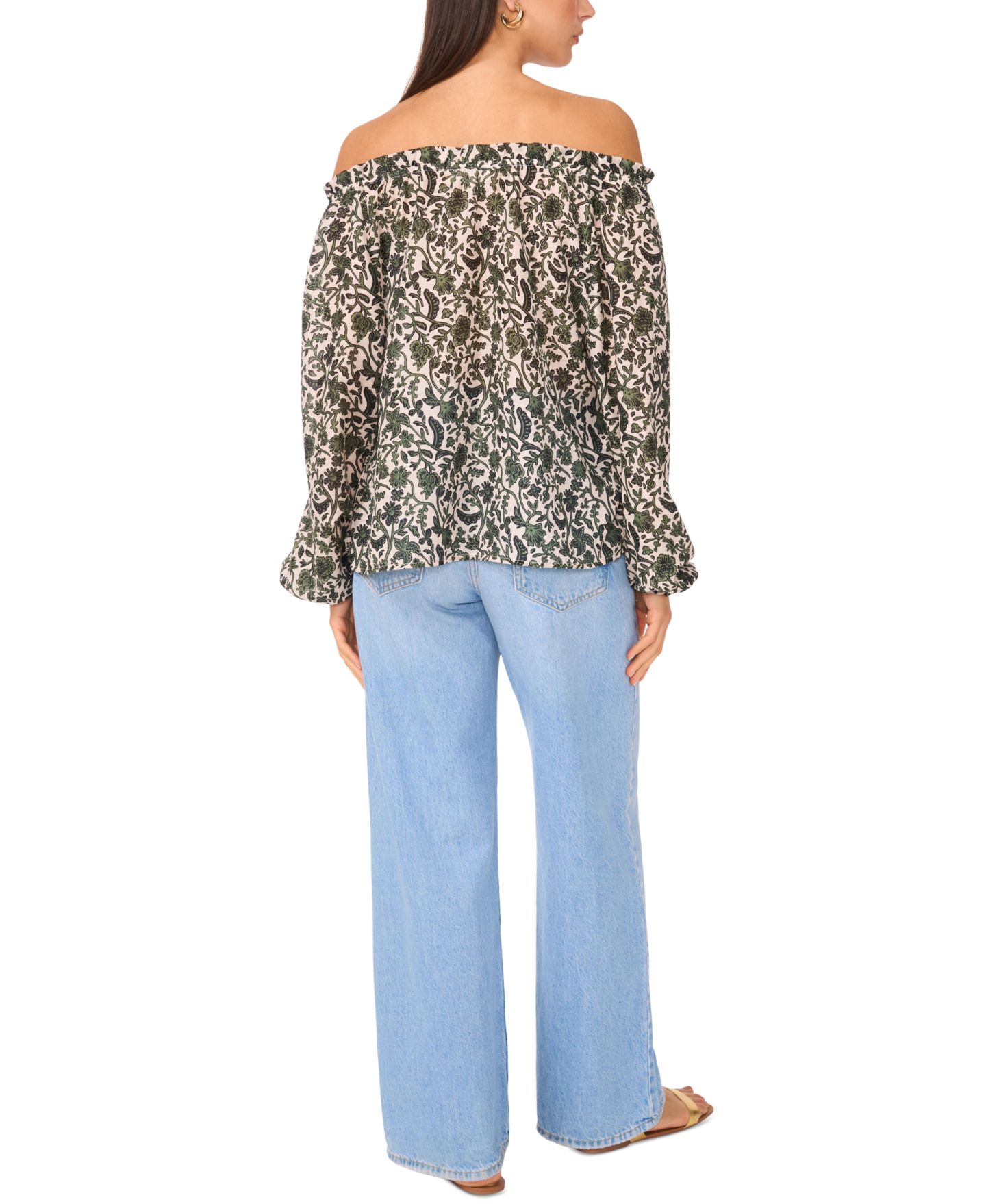 Женский топ Vince Camuto Off-The-Shoulder Long-Sleeve, цвет: Тёмный зелёный — фото 4