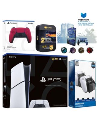 Playstation 5 Slim Digital with Extra Chroma Pearl Controller, Charging Dock and MightySkins Decal Voucher + 2 Year CPS Extended Warranty
