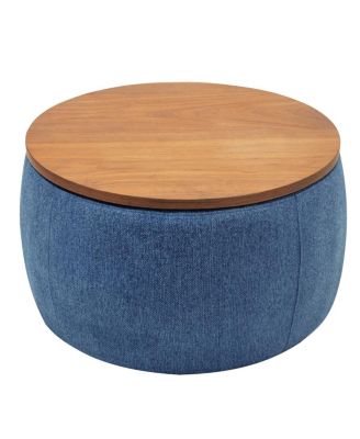 Round Upholstered Storage Ottoman with Removable Top for Use as Coffee Table or Footstool Handmade Accent for Living Room or Bedroom-The Pop Home