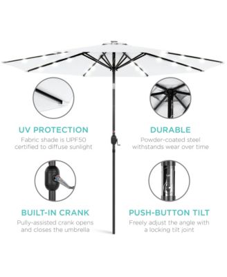 10ft Solar LED Lighted Patio Umbrella w/ Tilt Adjustment, UV-Resistant Fabric