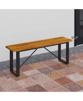 Outdoor Bench, 47" Backless Acacia Wood Garden Bench Seat,