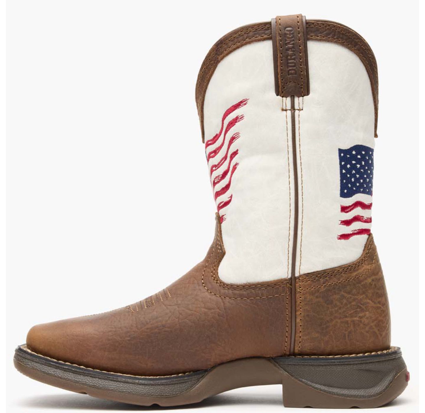 Ботинки Durango Lil' Rebel by Big Kids Distressed Flag Western Boot для мальчиков, цвет: Коричневый / Белый — фото 8
