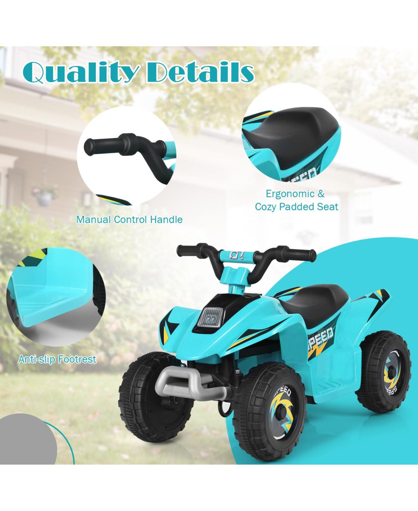 Детская игрушка Mecale Atv Electric 4-Wheel Ride-On Toy, for 1 Player, Ages 3+, цвет: Синий — фото 5